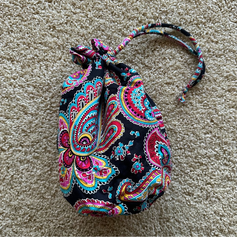 Vera Bradley Parisian Paisley Ditty Bag Drawstring Travel Cosmetic‎ Pouch